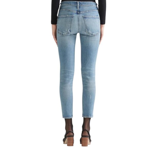 Agolde Sophie High Rise Skinny Crop Distressed Jeans Size 32 In Outsider Wash - Picture 3 of 14